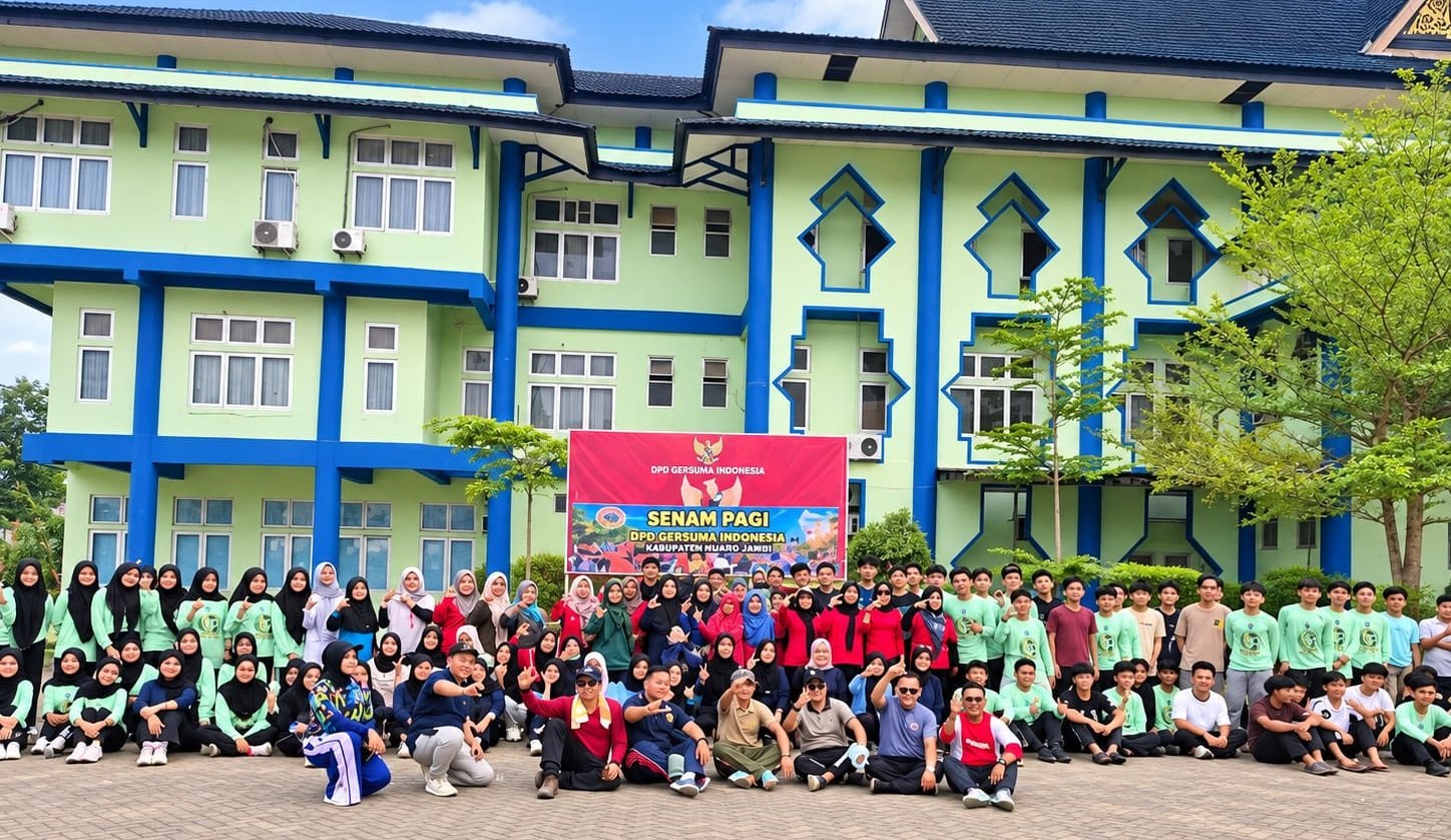 Dokumentasi lengkap peserta Senam Pagi Jumat Berkah DPD GERSUMA Indonesia Muaro Jambi